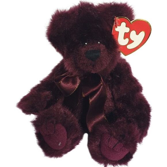 VTG Ty Attic Treasures Beargundy Bear 8.5" Burgundy Teddy Retired '93 Collectibl - Picture 1 of 8